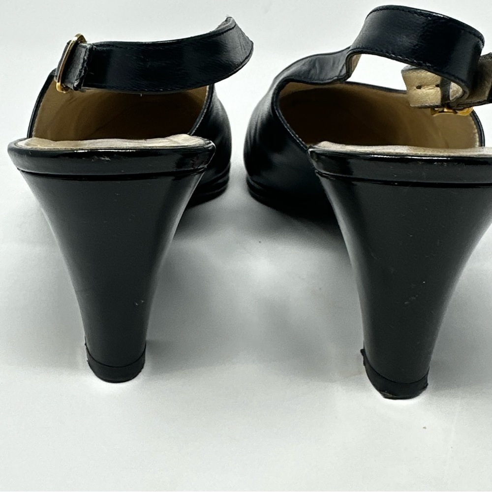 Vintage Bruno Magli for Saks Navy Leather Slingback Heels size 9 1/2 B - Picture 5 of 8